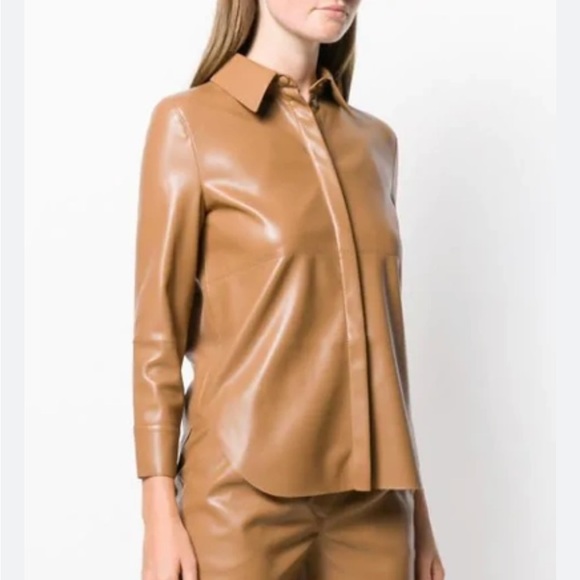 Marc New York Perforated Vegan leather Tobacco colored shirt/jacket - Picture 1 of 10